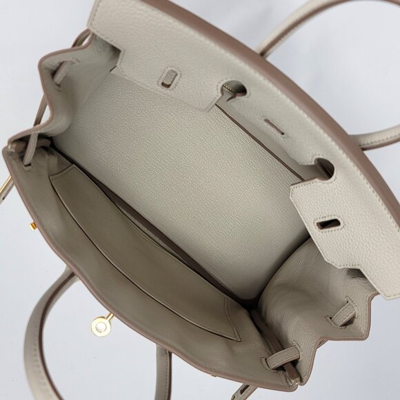 NEW Full Gift Box Receipt HERMES Birkin 25 Beton Togo Leather Gold Tote Bag - Picture 13 of 14